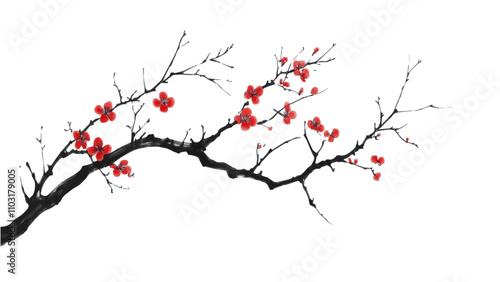 Cherry blossom thank you card design template. Watercolor cherry blossom invitation
