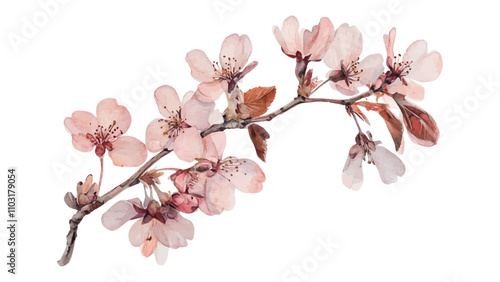 Cherry blossom thank you card design template. Watercolor cherry blossom invitation