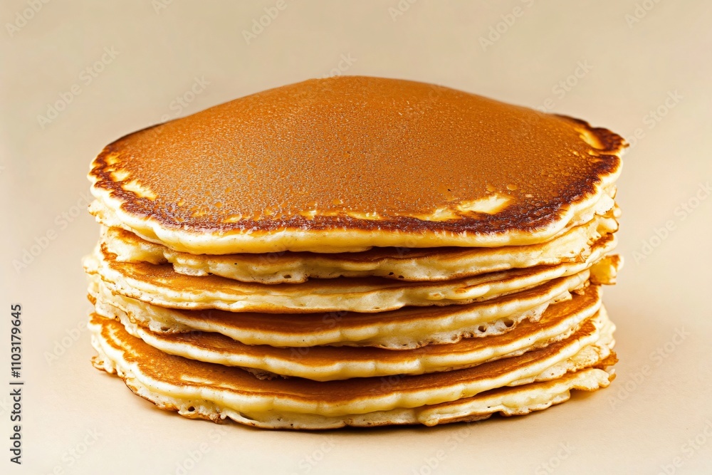 Golden pancakes stacked high, drizzled with butter and syrup, perfect for a cozy brunch. Mouthwatering tower captures essence of perfect morning meal Golden pancakes stacked high, drizzled with butter and syrup, perfect for a cozy brunch. Mouthwatering tower captures essence of perfect morning meal