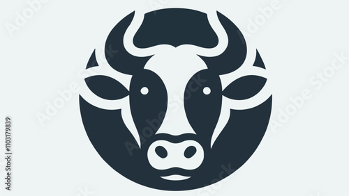 cow head silhouette logo in flat style