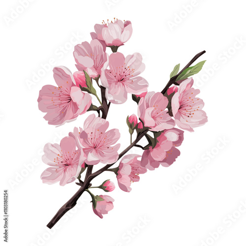 Watercolor Sakura Branch for invitation