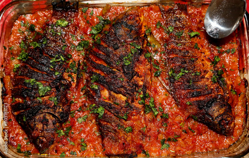 Traditional romanian fish brine. Traditional recipe from the Danube Delta