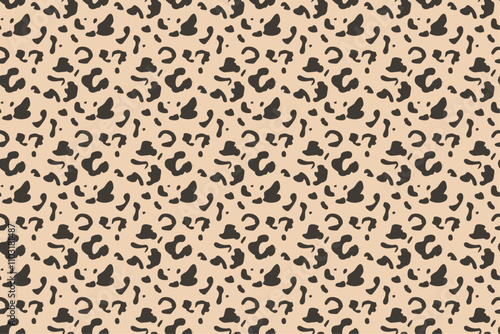 A seamless patterns of leopard on cream background. Wildlife seamless repeat vector illustration textile style for clothes and fashion concepts