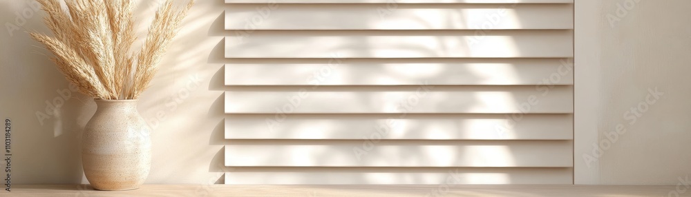 Obraz premium Elegant light gray shutters: a natural and simple design accentuating modern home decor.