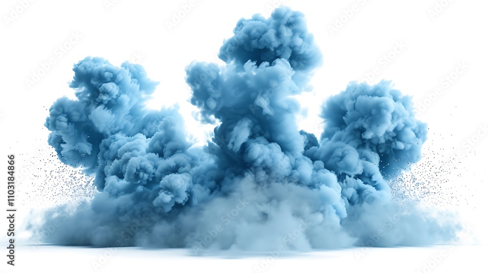 A Blue Smoke Explosion Border Isolated on a White Background, Creating a Dynamic and Energetic Visual Effect with Soft Edges and a Bold, Colorful Statement A Blue Smoke Explosion Border Isolated on a White Background, Creating a Dynamic and Energetic Visual Effect with Soft Edges and a Bold, Colorful Statement