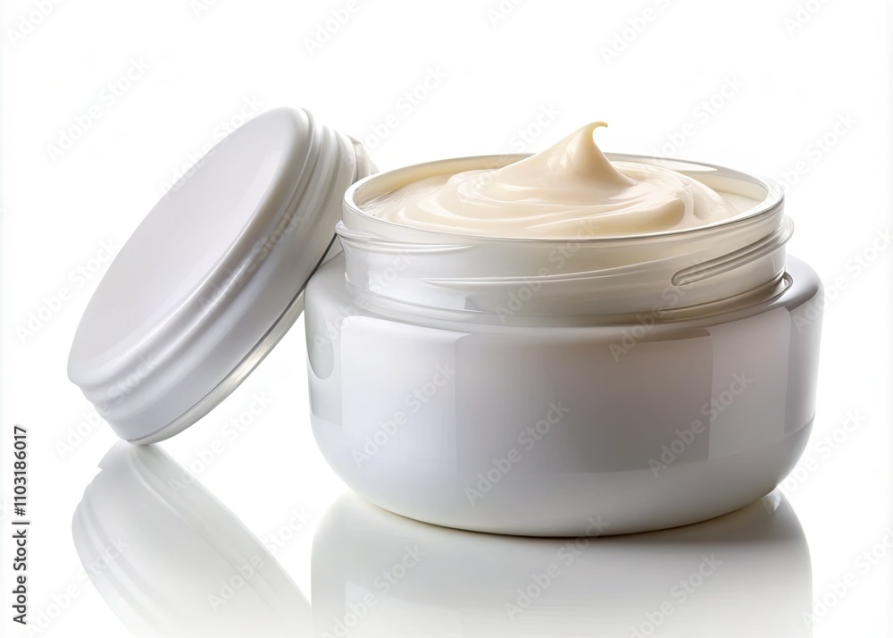Round White Lotion Cream Isolated on Clean Background for Skincare, Beauty, and Health Products Photography Round White Lotion Cream Isolated on Clean Background for Skincare, Beauty, and Health Products Photography