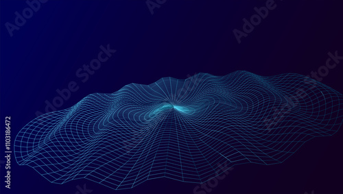 Abstract vector wave with interweaving lines and dots. Digital technologies - big data research.