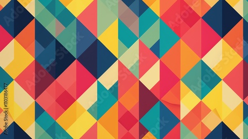 Wallpaper Mural A colorful pattern of geometric shapes, primarily triangles. Torontodigital.ca