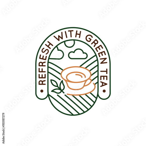Simple Logo with Green tea refresh icon. Simple logo with green tea refresh icon for social media, app, and web design. Vector illustration