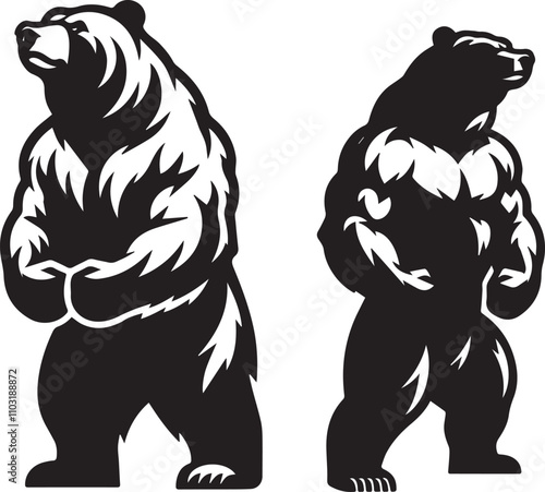 Mighty bear silhouette - vector image of mighty bear - strong bear animal -
