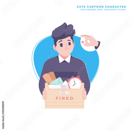fired concept boy cartoon character illustration