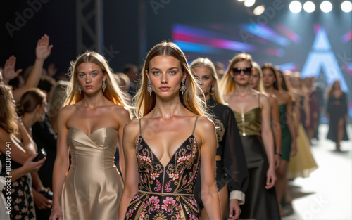 Wallpaper Mural Fashion models walking on runway during fashion show Torontodigital.ca