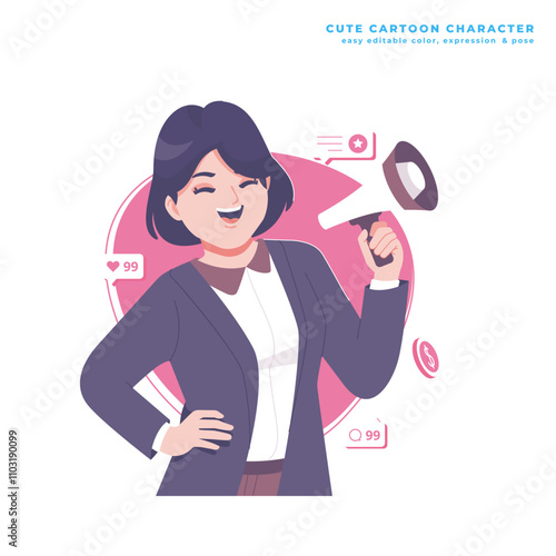 referral program cute cartoon illustration
