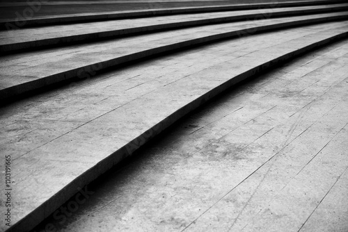 Abstract black and white background of concrete stairs in the city. Monochrome.