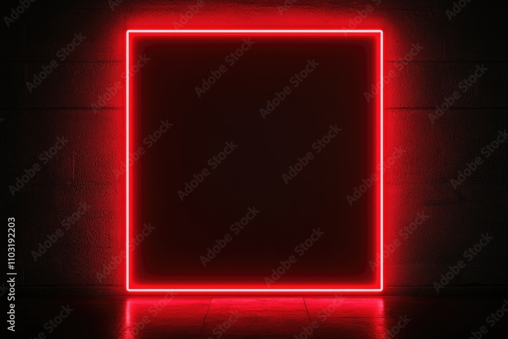 Red neon frame in a dark room Red neon frame in a dark room