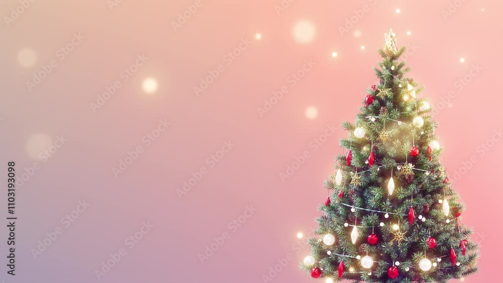 Christmas Tree and Snow Fall Seamless Loop. 3D rendering. Concept is Christmas tree rotate, and snow fall background in a seamless loop.
Christmas Tree and Snow Fall Seamless Loop. 3D rendering. Concept is Christmas tree rotate, and snow fall background in a seamless loop.
