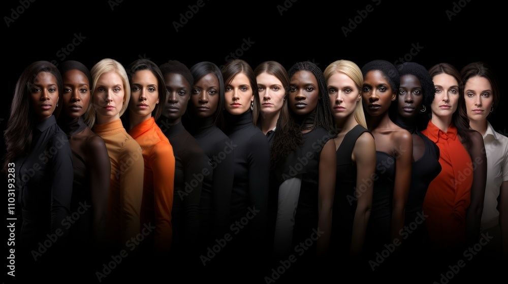 Obraz premium Celebrating multi ethnic diversity a beautiful gathering of women from different ethnic backgrounds