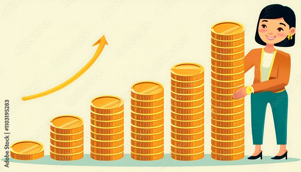 Successful businessman analyzing financial growth on 3D bar chart Successful businessman analyzing financial growth on 3D bar chart
