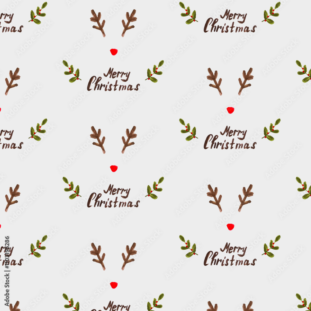 Seamless Christmas Pattern with Reindeer Elements Seamless Christmas Pattern with Reindeer Elements