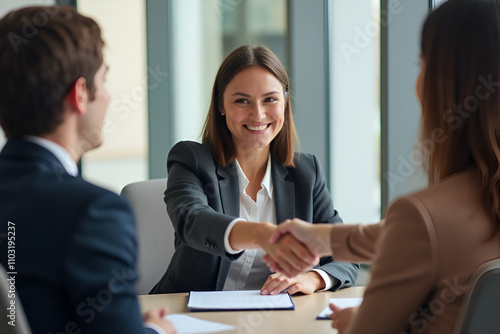 Wallpaper Mural Successful Business Meeting: Smiling Professionals Shaking Hands Torontodigital.ca
