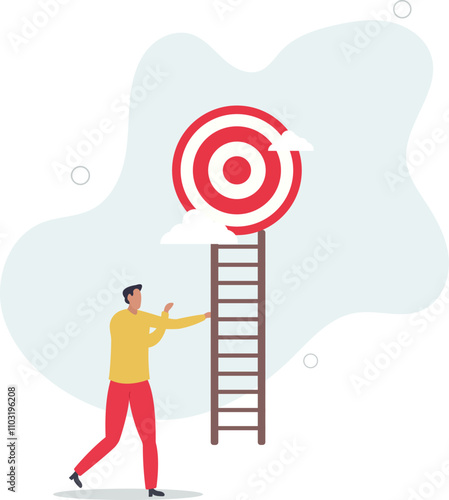 Mistake and error causing business problem and missing goal, disappointment or mission fail, hopeless on unreachable target concept.flat characters.