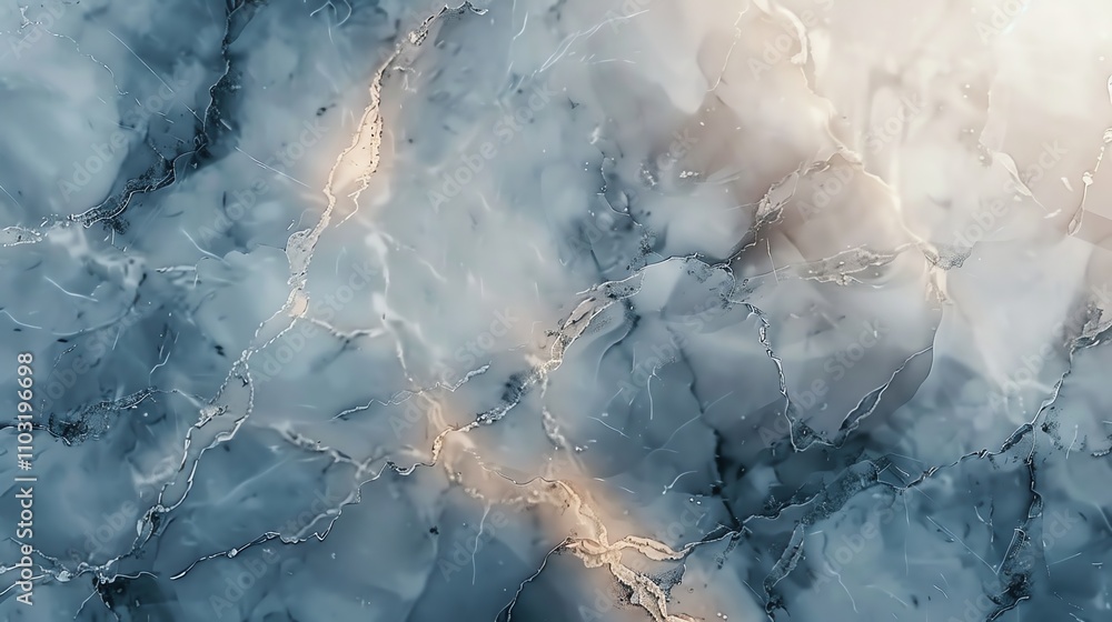 A close-up of blue marble with light brown veins. A close-up of blue marble with light brown veins.