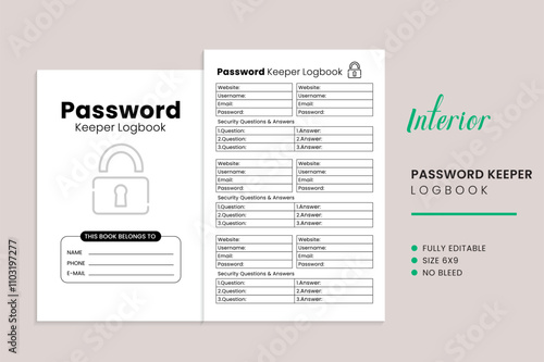 Password Keeper Logbook Kdp Interior Template