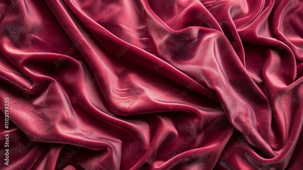 Obraz premium A close up of a deep red, silky fabric with soft folds.