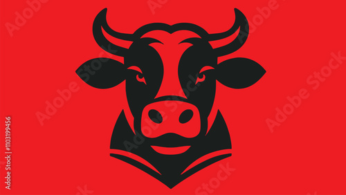cow head silhouette logo in flat style