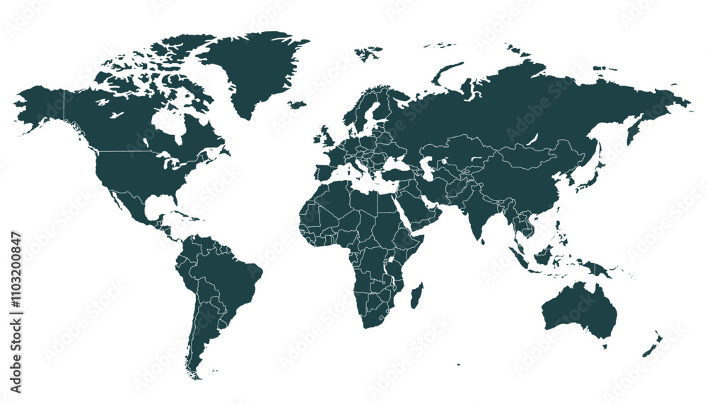 Obraz premium World map. Black modern vector map. Silhouette map.