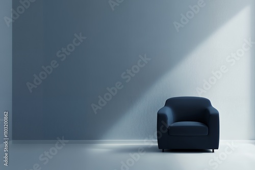 青いアームチェアとミニマルな空間デザイン | Blue Armchair in Minimalist Space Design

