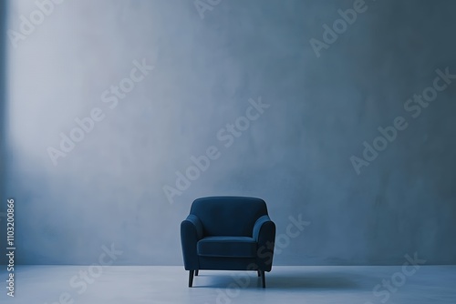 青いアームチェアとミニマルな空間デザイン | Blue Armchair in Minimalist Space Design

