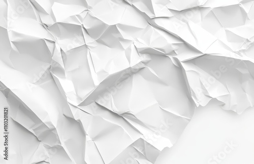 Crumpled white paper texture with abstract pattern.