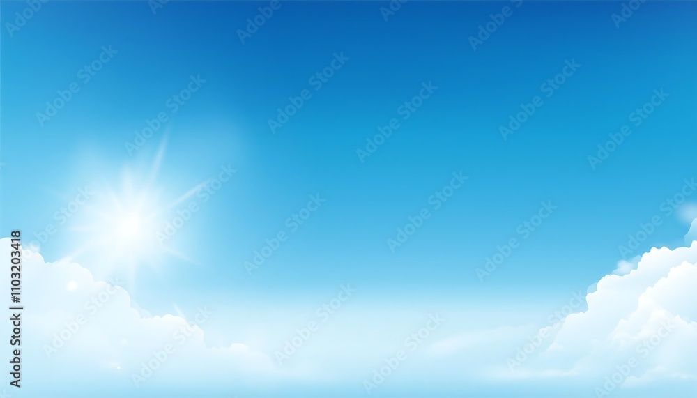 The beautiful sky with fluffy white clouds, bathed in sunlight, creates a stunning natural landscape The beautiful sky with fluffy white clouds, bathed in sunlight, creates a stunning natural landscape