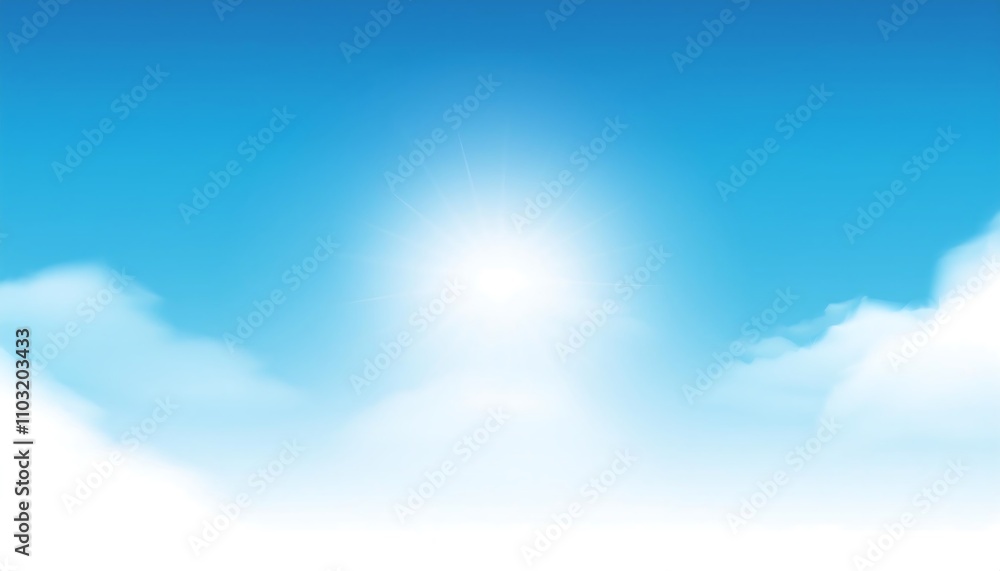 The beautiful sky with fluffy white clouds, bathed in sunlight, creates a stunning natural landscape The beautiful sky with fluffy white clouds, bathed in sunlight, creates a stunning natural landscape