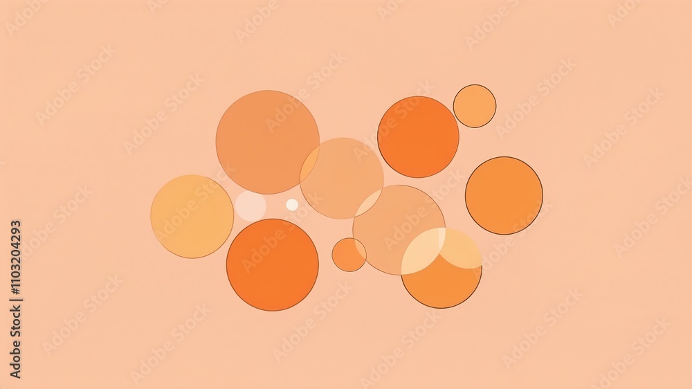 Abstract shade of gold circles on pastel orange background Abstract shade of gold circles on pastel orange background