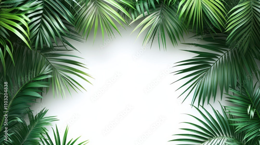 Lush Green Tropical Palm Leaves Frame Lush Green Tropical Palm Leaves Frame