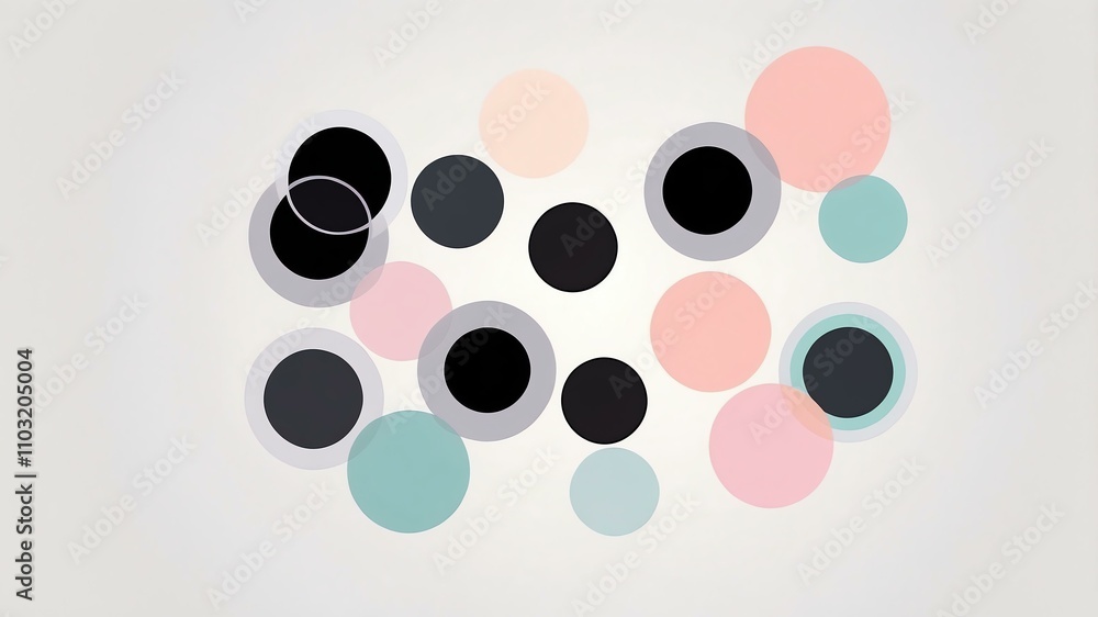 Fototapeta premium Abstract shade of black circles on pastel gray background