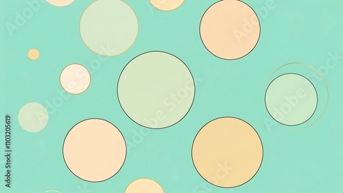 Wallpaper Mural Abstract shade of gold circles on pastel green background Torontodigital.ca