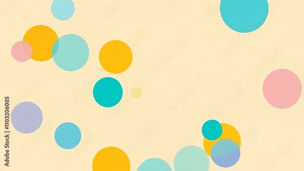 Abstract shade of multicolor circles on pastel yellow background Abstract shade of multicolor circles on pastel yellow background