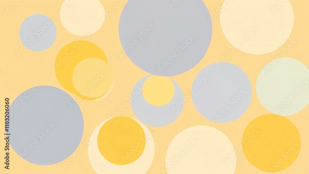 Abstract shade of gray circles on pastel yellow background Abstract shade of gray circles on pastel yellow background