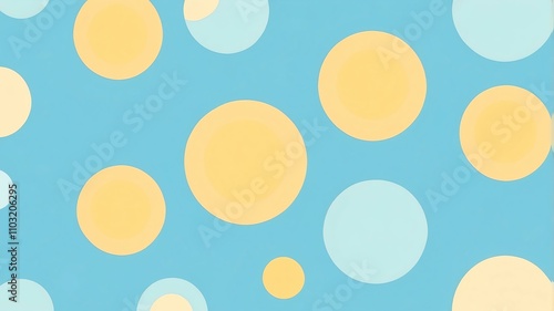 Wallpaper Mural Abstract shade of yellow circles on pastel blue background Torontodigital.ca