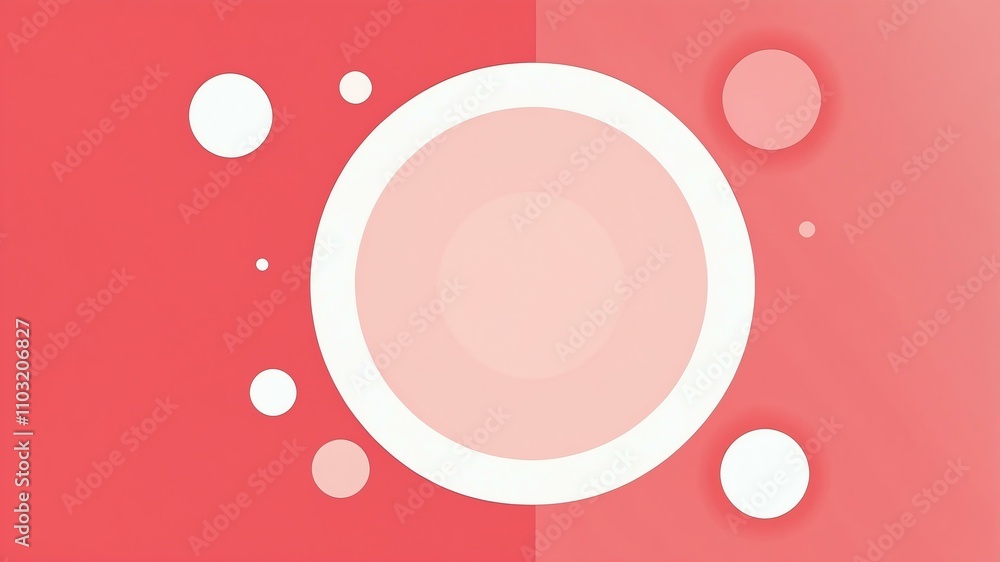 Abstract shade of white circles on pastel red background Abstract shade of white circles on pastel red background