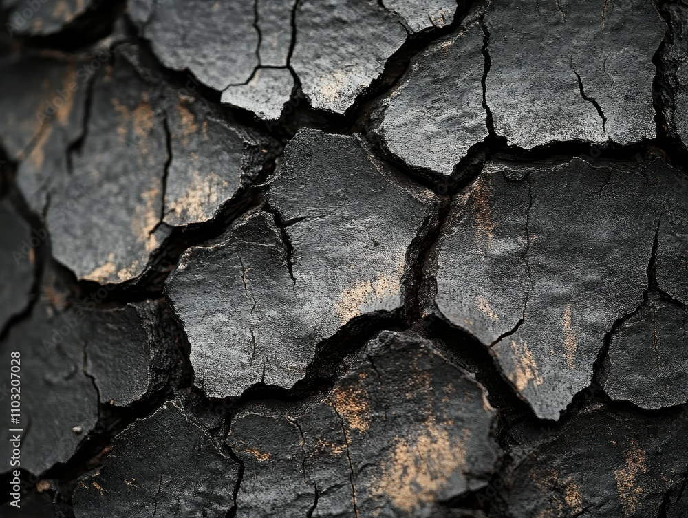 Cracked earth patterns in black and white texture showcase natural drought effects Cracked earth patterns in black and white texture showcase natural drought effects