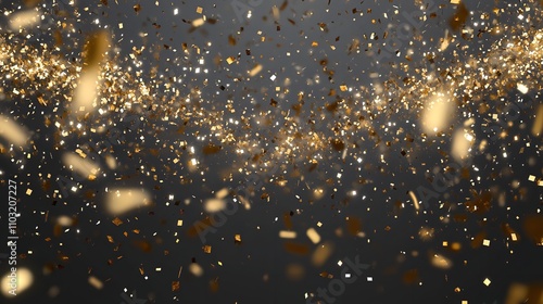 Gold confetti that floats down on transparent background photo