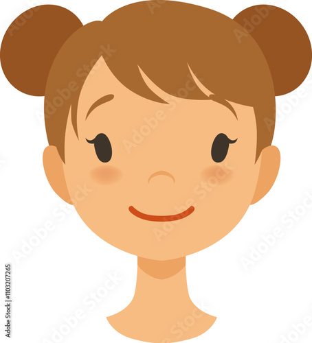 A cartoon girl with a smile on her face