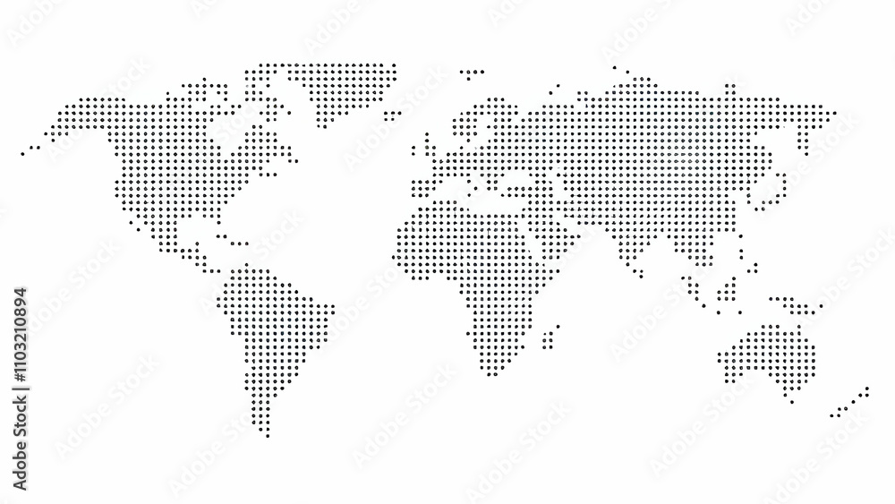 dotted world map on black background, Line, Stroke, Dash, ector world ...