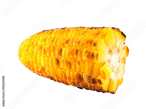 half of grilled sweet corn on transparent png photo