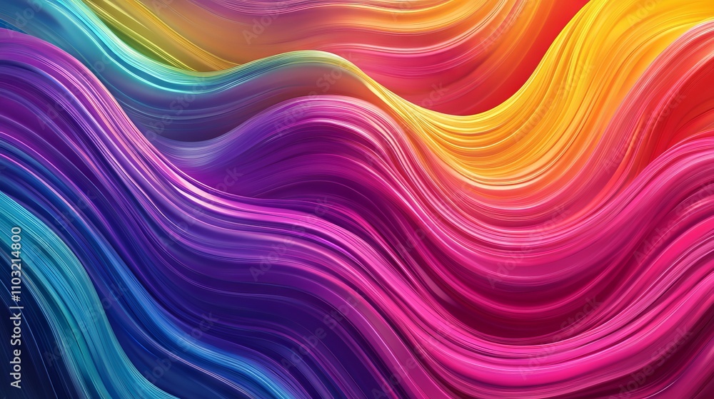 Vibrant gradient abstract background with rainbow-colored wavy stripes in a generative ai design, showcasing a dynamic and eye-catching ornamental pattern Vibrant gradient abstract background with rainbow-colored wavy stripes in a generative ai design, showcasing a dynamic and eye-catching ornamental pattern