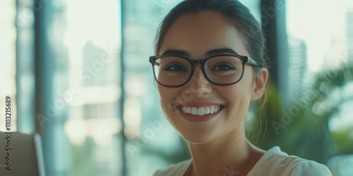 Smiling Business Woman at Desk